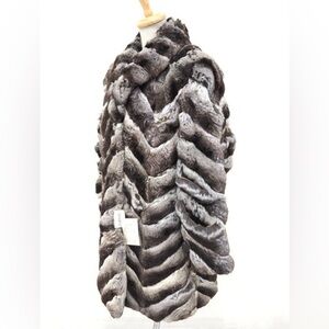 DAMAGED Gray Empress Chincilla Real Fur Coat for crafts or cutter